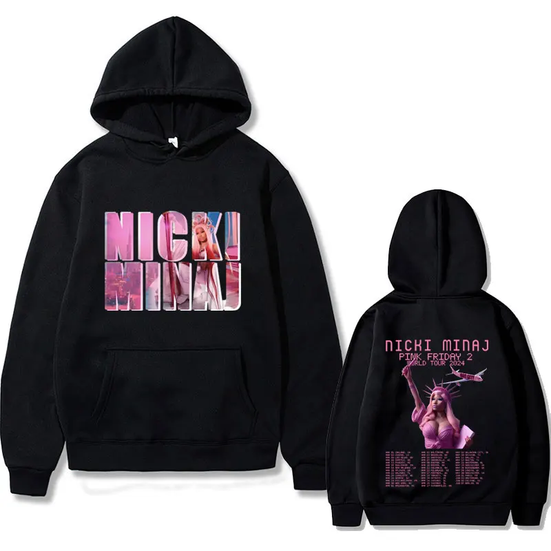 

Rapper Nicki Minaj Pink Friday 2 2024 World Tour Print Hoodie Rare Queen of Rap Album Cover Sweatshirt Men Women Hip Hop Hoodies