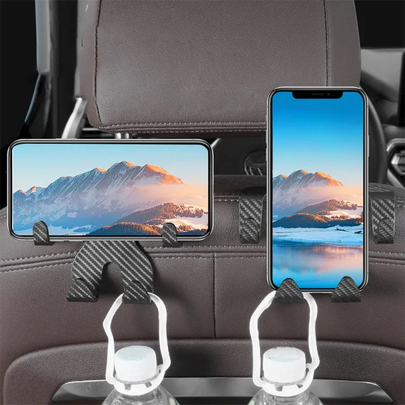 Organizer Multifunzione Per Sedile Auto - 2 Ganci + Portabicchieri + Supporto Telefono, Universale Con Ganci Lunghi E Corti