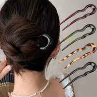 French Styles Wavy U Shaped Hairpins 2 Prong Resin Hair Forks For Buns Chignons Women Girls Party Hairstyle Accessories