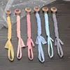 Wooden Round Baby Nipple Clip Handmade Weave Cotton Anti-Drop Baby Pacifier Chain For Nursing Chewing Toys Boy Girl Shower Gifts 4