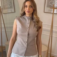 HXAO Women's Sleeveless Vest Top Plaid Woman Top Fashion 2024 Ladies Waistcoat Tanks Camis Outerwears Sleeveless Jacket Coat - Image 4