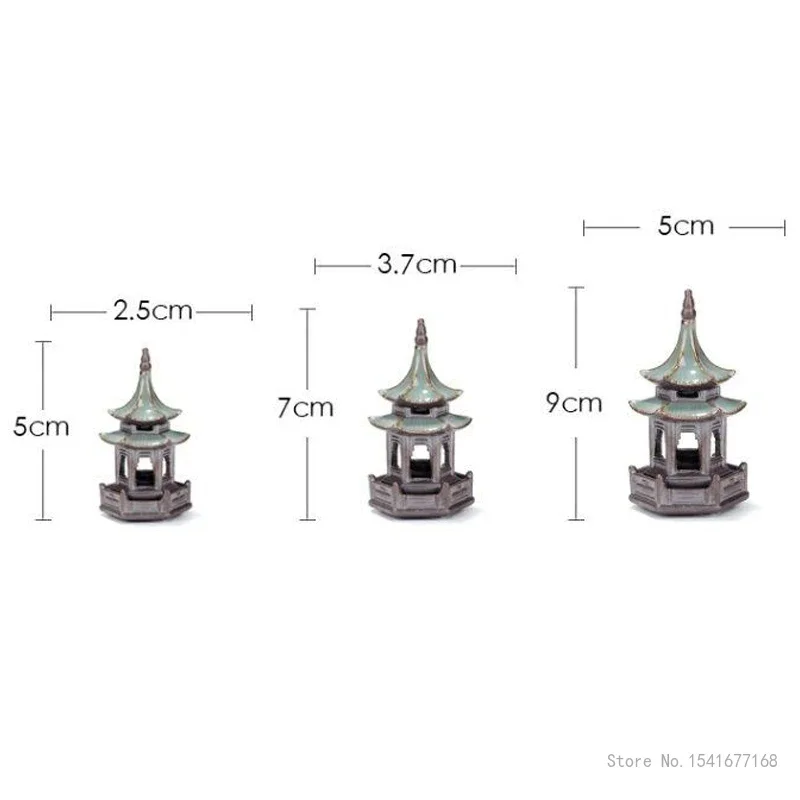 Hexagonal Pavilion Micro Landscape Small Pagoda Shape, Home Landscaping, Gardening, Aquarium Fish Tank, Tea Pet Accessories, 1Pc