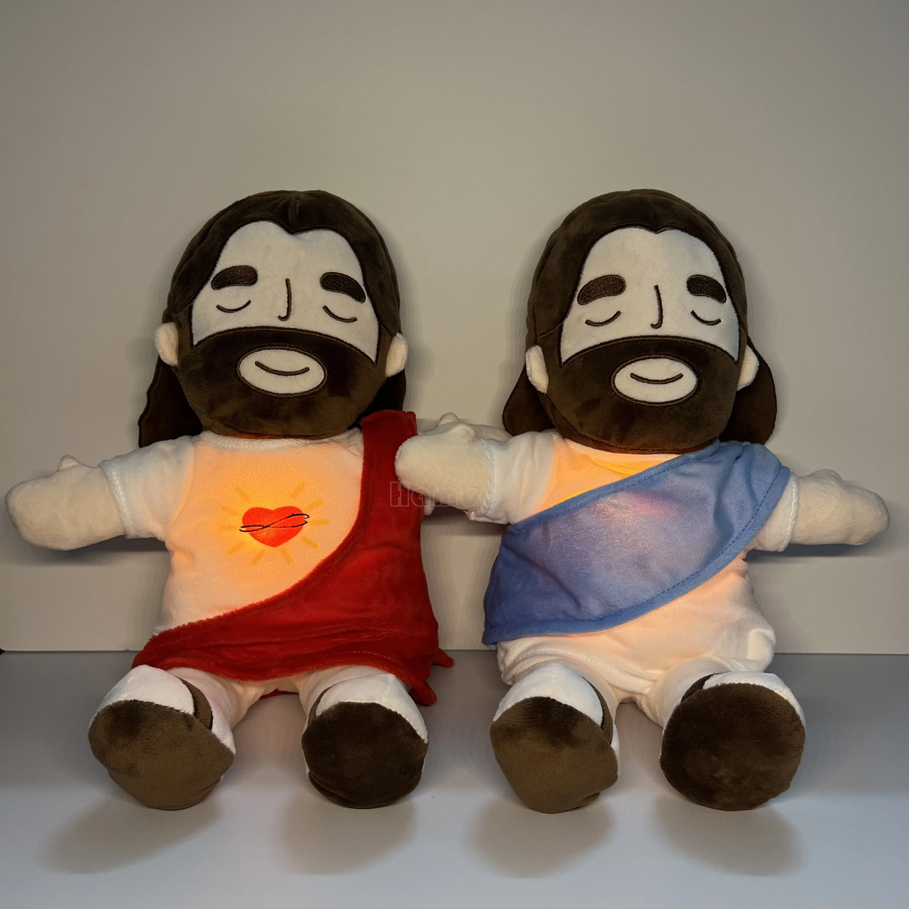 15.75inch Soothing Jesus Plush Toy Breathing Jesus Comforting Stuffed Doll Snuggle Anxiety Relief Calming Rhythm Christmas Gifts