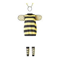 Women Kids Cosplay Costume Set Halloween Bee Dress with Wings Headband Leg Sleeves for Role-playing Accessories 1