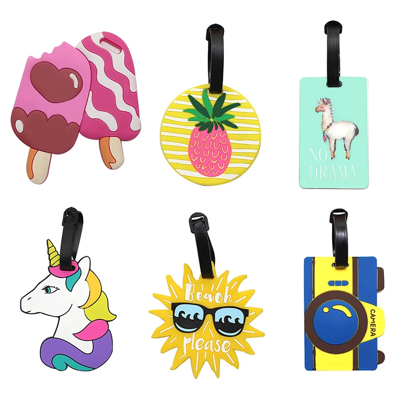 Cartoon PVC Luggage Tags Creative Travel Accessories Name ID Addres Holder Labels Privacy Luggage Labels for Travel Bag Suitcase