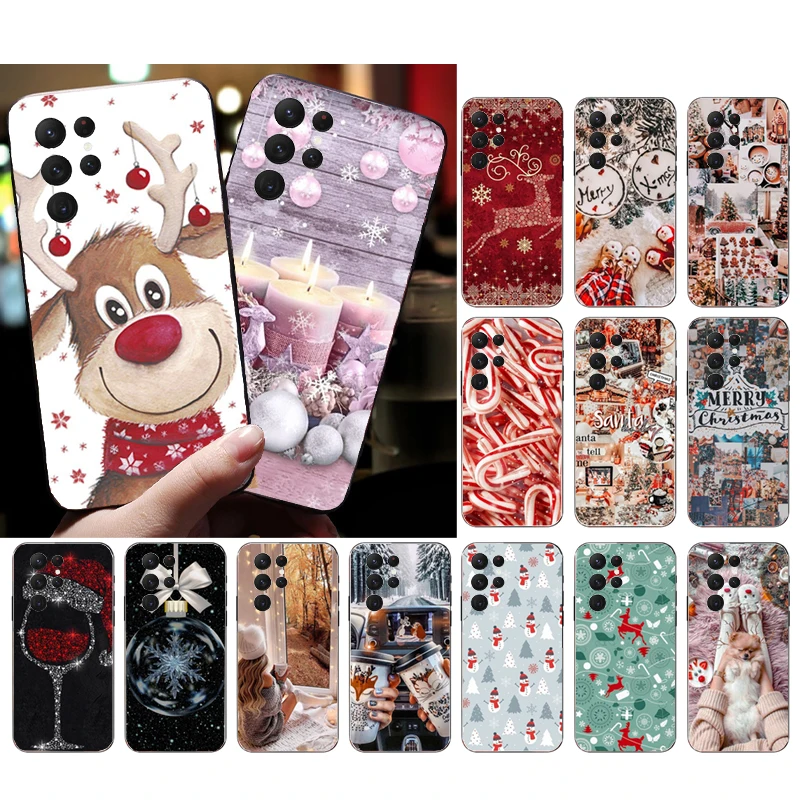 

Cute Christmas Deer Phone Case For Samsung S23 S22 S21 S20 Ultra S20 S22 S21 S10E S21 S20 FE S10 Plus