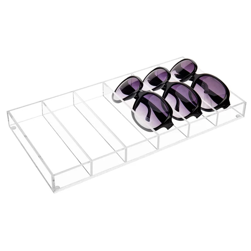 6 Slot Clear Acrylic Sunglasses Eye Glasses Storage Organizer Display Case Tray sunglasses display stand sunglasses high end acrylic display items glasses display transparent stand solid wood counter display