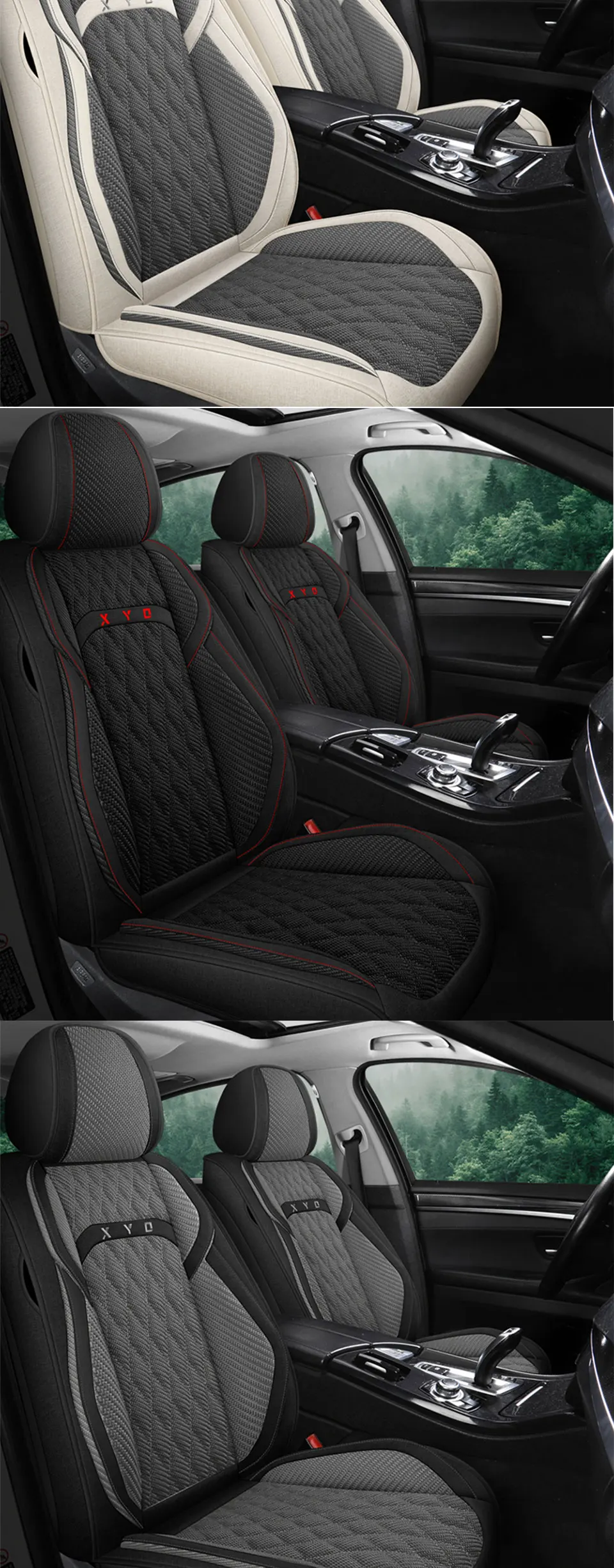 Боковий ракурс льняного чохла для сидіння, що демонструє дизайн дихаючої тканини