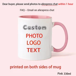 Personalized Photo Mug with Custom Name and Image - Perfect Gift - 301 - 400ml (Pink A)