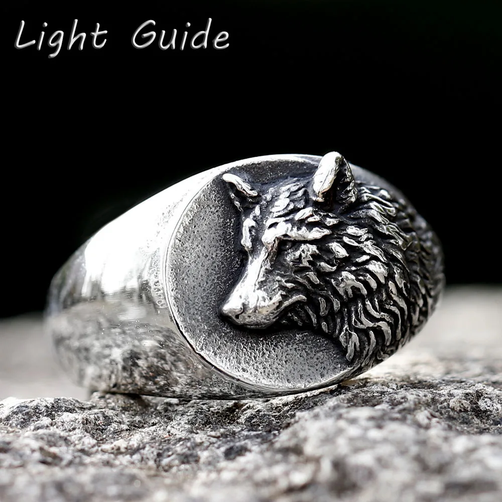 

Men's 316L Stainless Steel Viking Nordic Wolf Of Thor Norse High Quality All Gold Wolf Jewelry Men Ring free shipping
