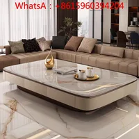 Table basse en pierre de luxe française, moderne et simple, pour villa, salon, nouvelle table carrée en marbre légère et haut de gamme, pour la maison, 2025 1