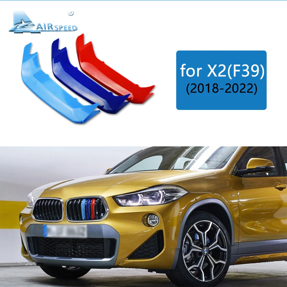 

Car Front Grill Stripes for BMW X2 F39 2018-2022 Cover Grid Strips Clip Motorsport Decoration Sticker Accessories Car Styling