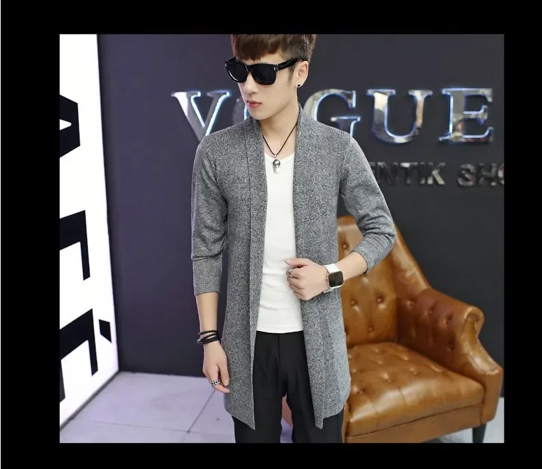 Description Picture 6 of item2024 New Spring Mens Sweater Solid Korean Fashion Long Sleeve Men Cardigan Fall Sweater Slim Fit Casual Male Clothing