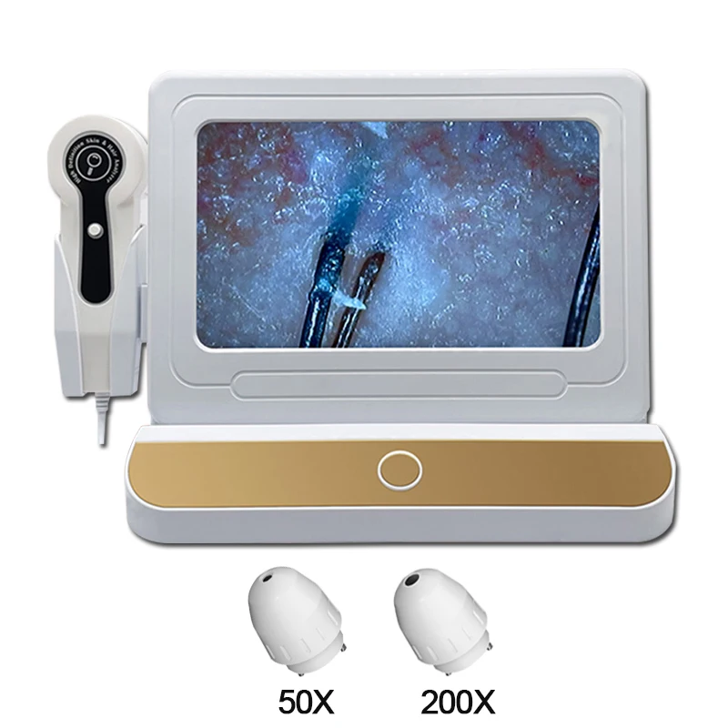 Scalp Detector 10 Inch LCD Scalp Detector Digital Hair Skin Analyzer Microscope for Hair Follicle Testing and Skin Analysis Magnifier 50/200X