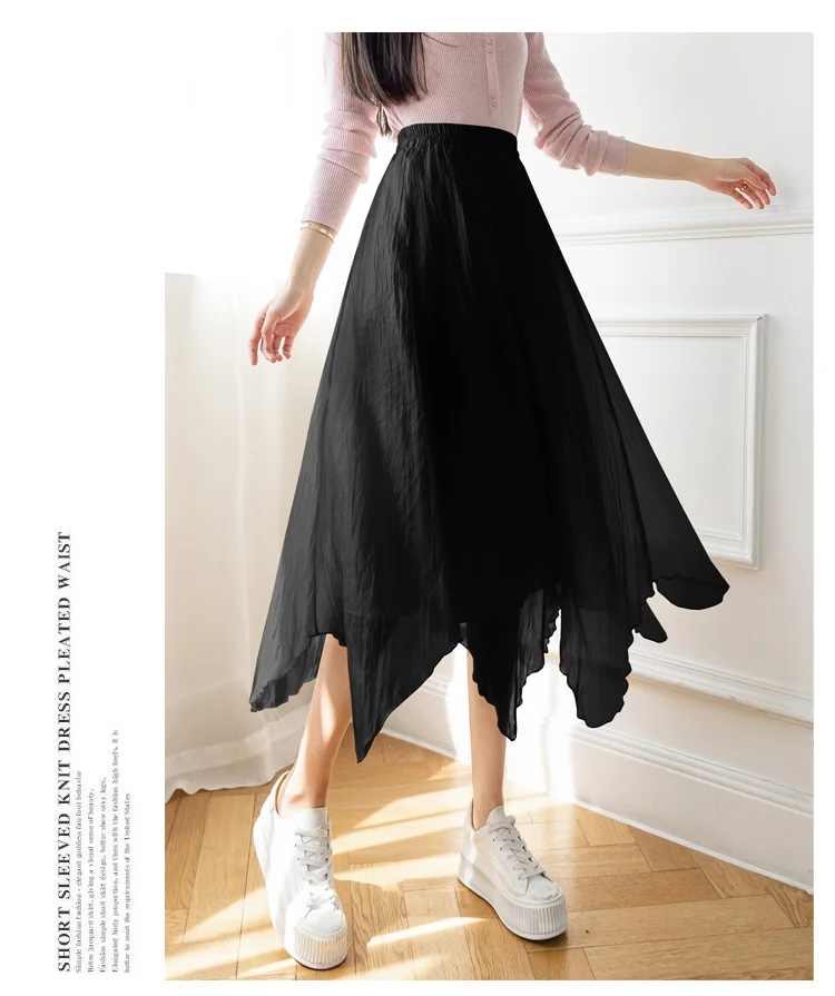 skorts for women Women Casual Long Skirts New 2022 Fashion Korean Style Asymmetrical All-match High Waist Ladies Elegant A-line Skirt W998 crop top and skirt