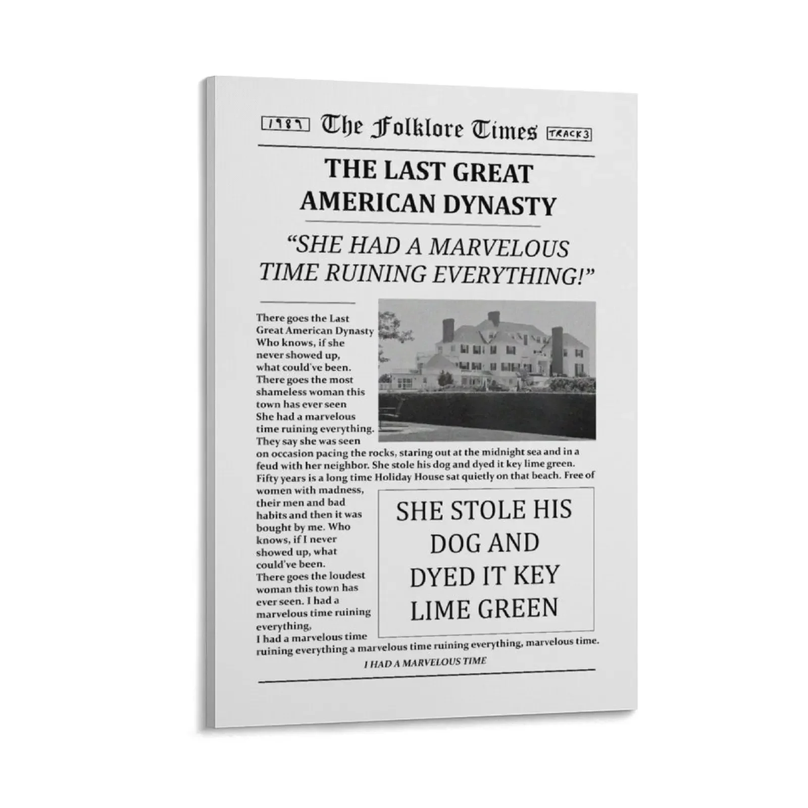 

The Last Great American Dynasty Newspaper Canvas Painting Luxury living room decoration canvas wall art Posters on the wall