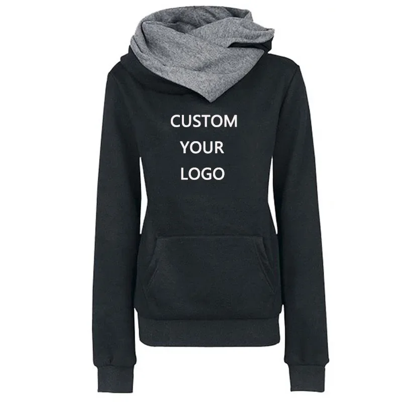 Custom Logo Women\'s Hoodies Brand Spring Autumn Hooded Pullover Pocket Fashion Casual Streetwear Printed Female Sweatshirt