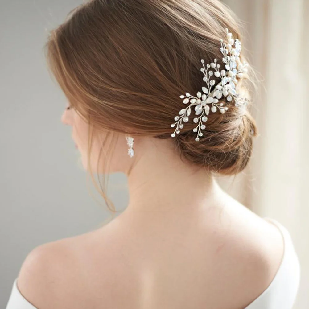 

Rhinestone Hair Comb Flower Side Comb with Pearls Bridal Comb Barrette Jewelry Gift for Party Wedding Bridal Bridesmaid