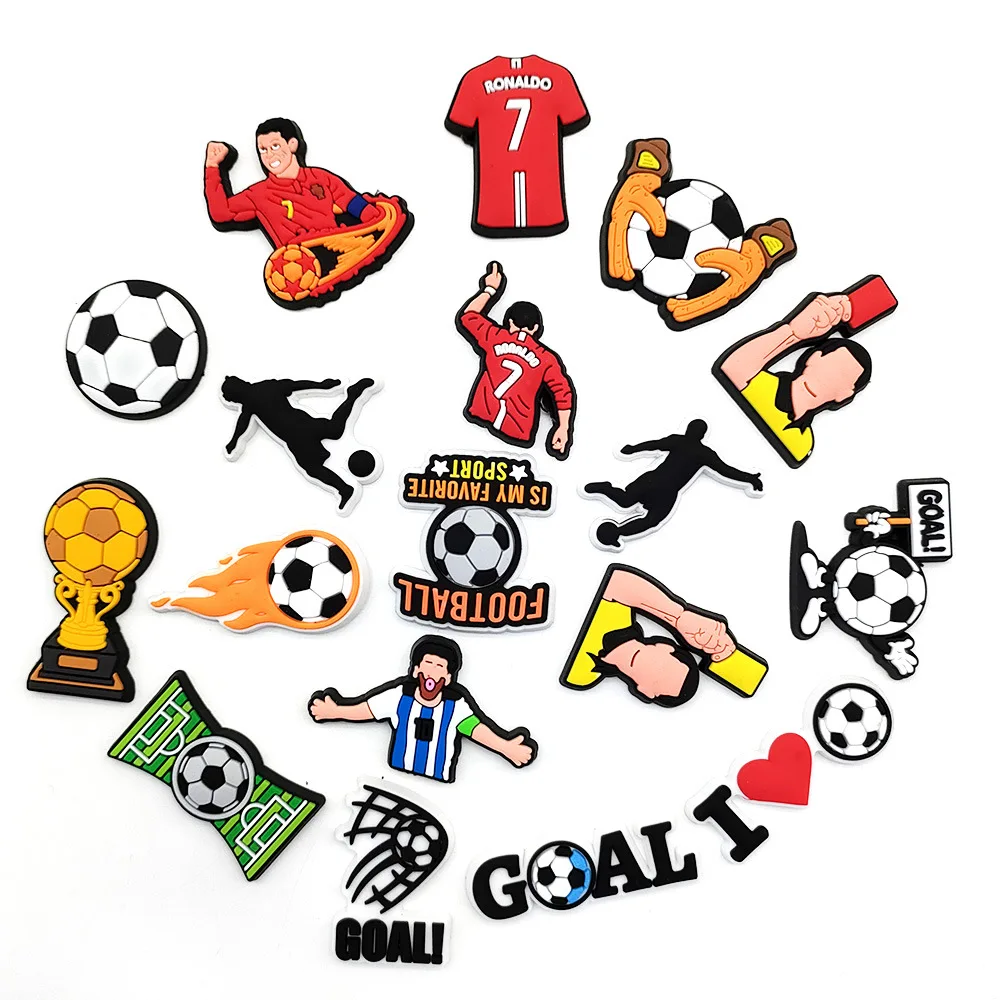 Description Picture 3 of item18 Pcs/Set Soccer Football Series Cartoon Shoe Charms For Clogs Sandal Decoration, DIY Accessories Shoe Flower Decoration