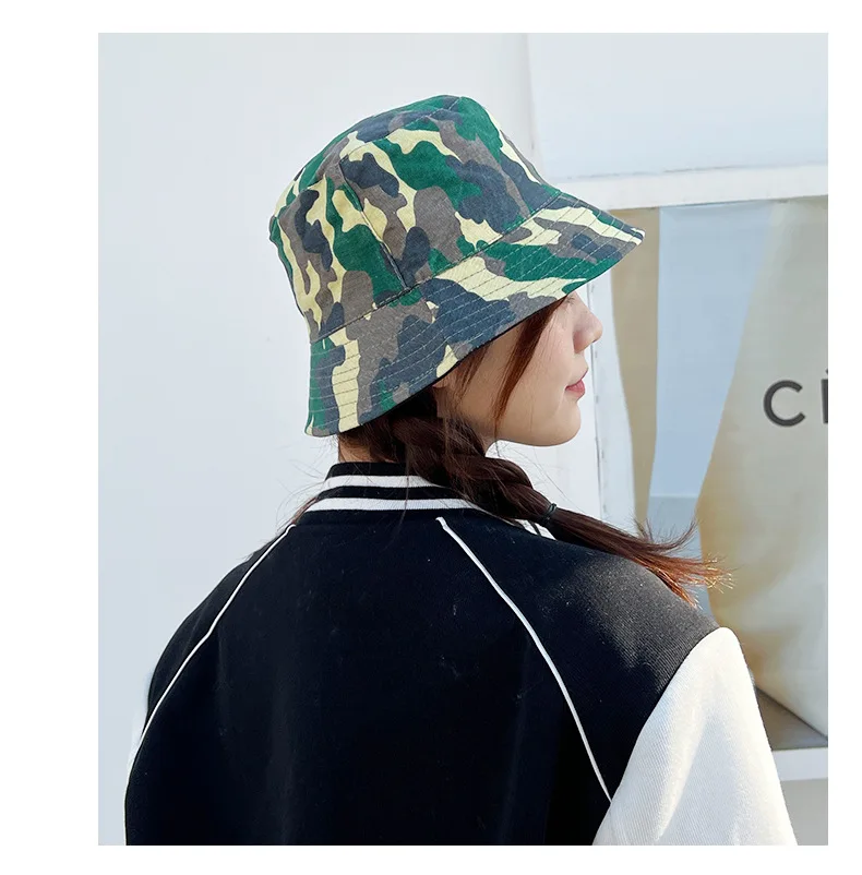 Bucket Hat Cotton Multicolor Camouflage Female's Casual Fashion Shade Fisherman Hat Travel Hiking Picnic Fishing Hat Foldable fuzzy bucket hat