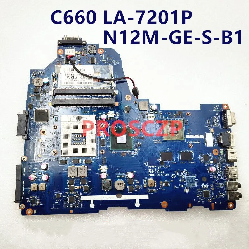 

For Toshiba Satellite C660 Laptop Motherboard PWWHA LA-7201P MB K000128440 K000124390 HM65 N12M-GE-S-B1 GT310M 100% Full Tested