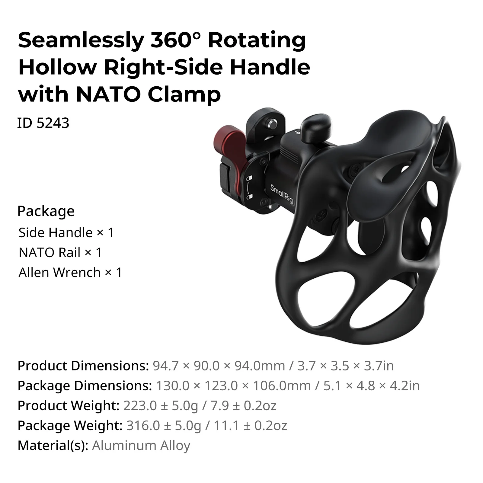 Rotating Right-Side/Left-Side Handle with NATO Clamp, "ImageGrip" Series Liquid