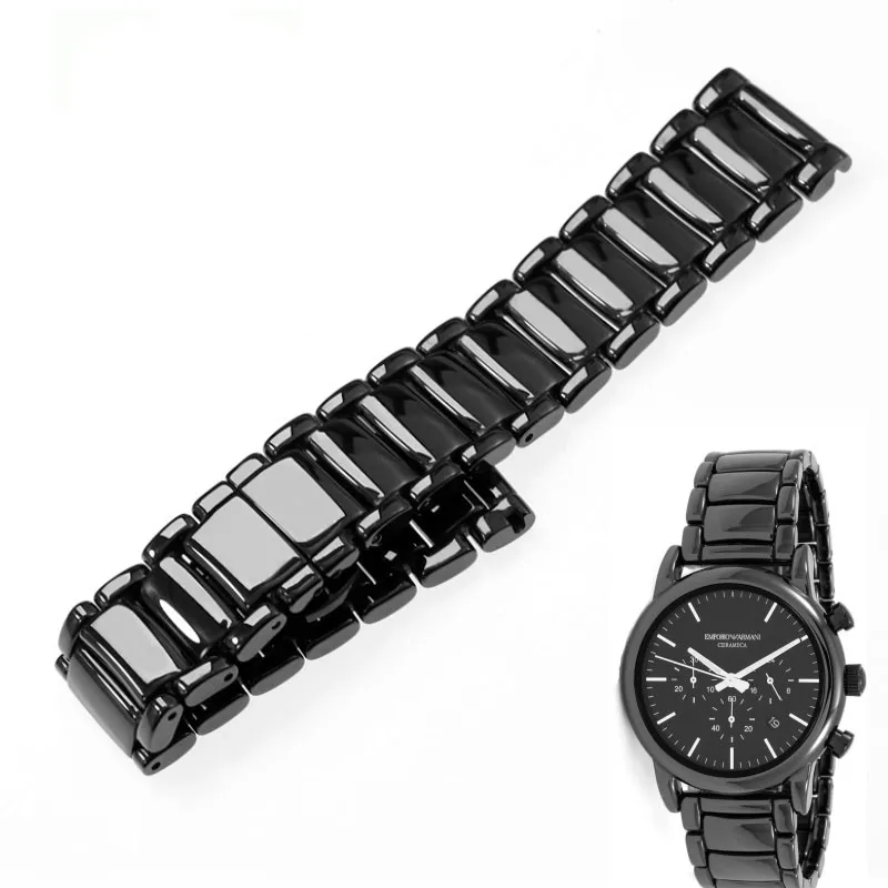 

22mm Black White Smooth Ceramic Strap For Armani Watches Ar1499 Ar1507 Ar1509 Men Women Watch Strap sports Wristband Bracelet