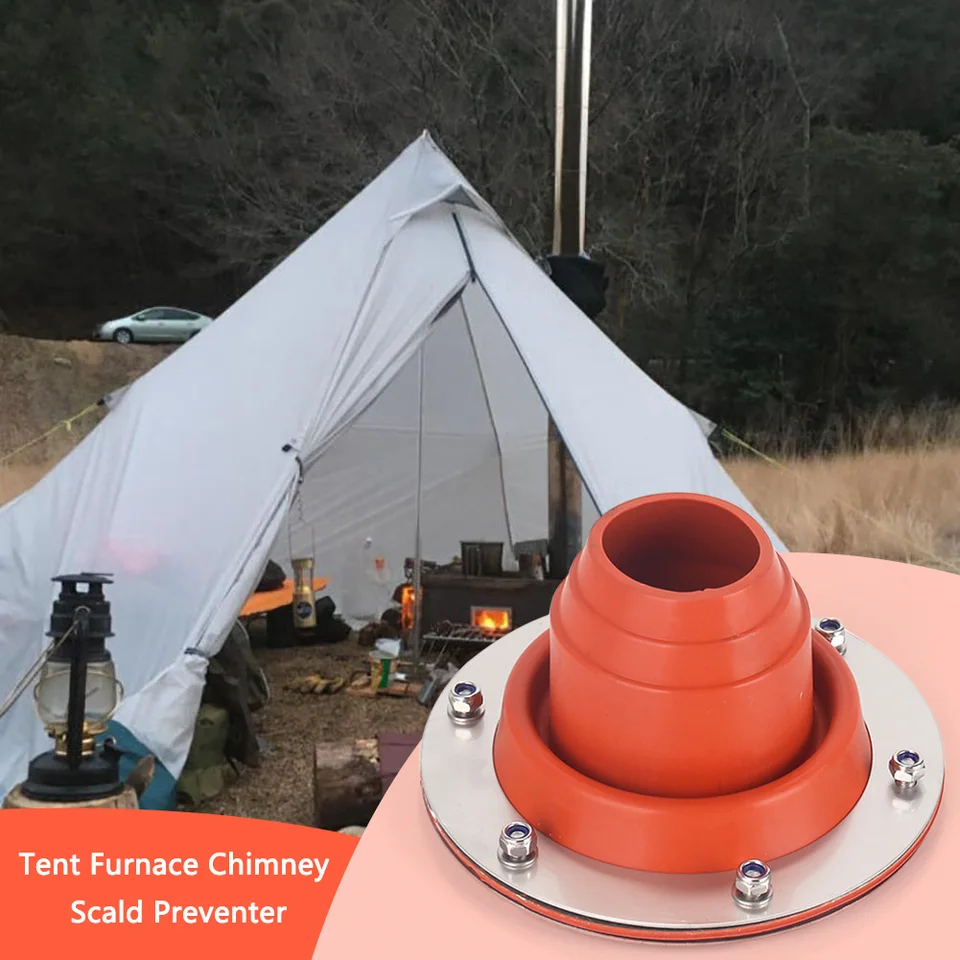 Silicone Tent Stove Jack Furnace Wood Stove Chimney Vent with Durable Steel  Base for Outdoor Duct Camping Accessories - AliExpress