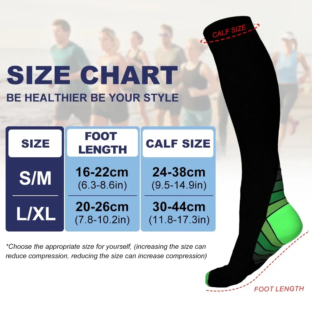 1Pair Compression Socks Men Women 20-30 mmHg