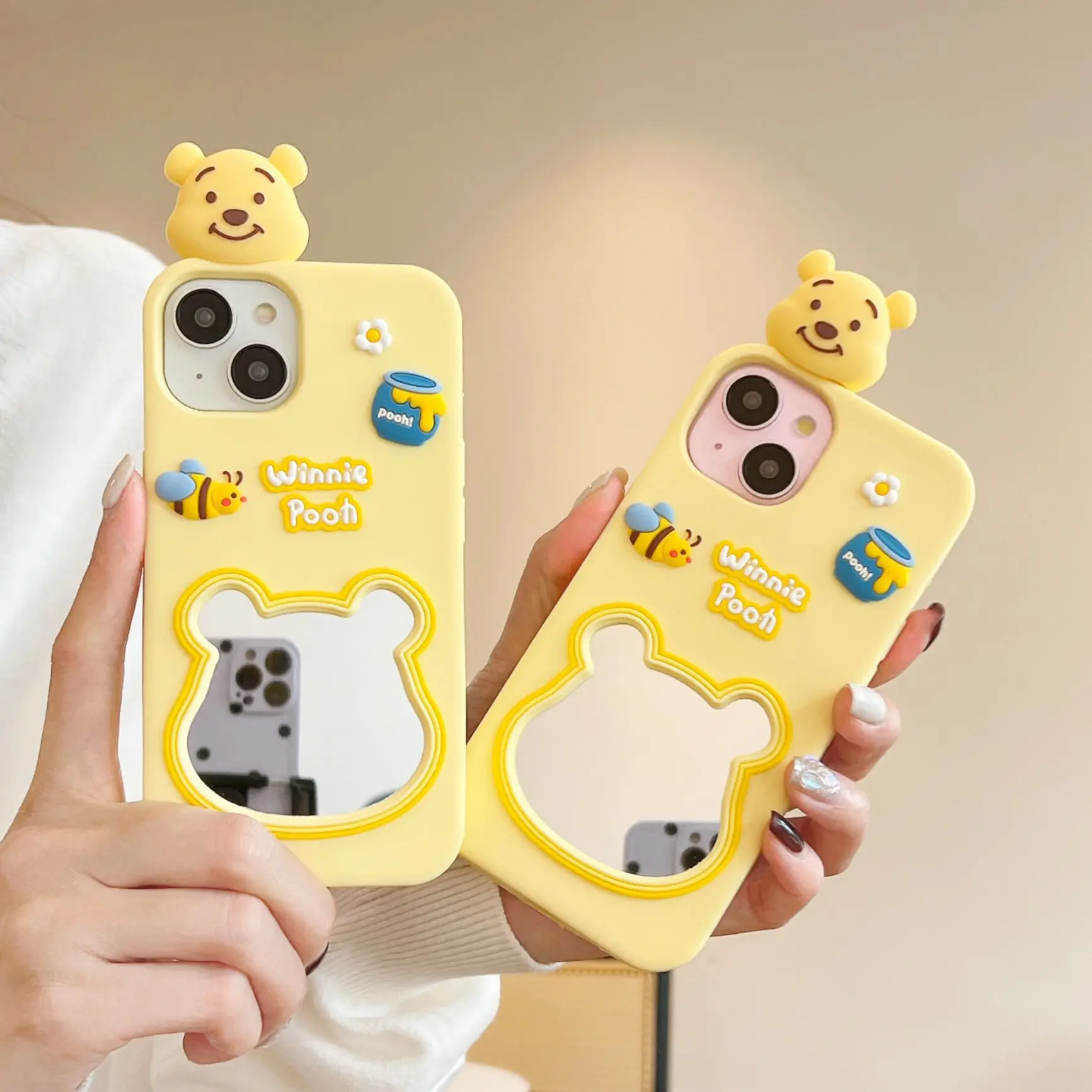 Cute Disney Winnie Pooh Luxtury Phone Case for IPhone 15 14 Pro