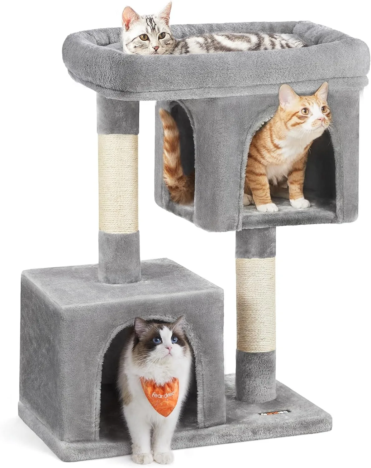 

Кошачье дерево с сизалевым покрытием, Когтеточка и 2 плюшевых кошачьих мебели для котят, цвет серый