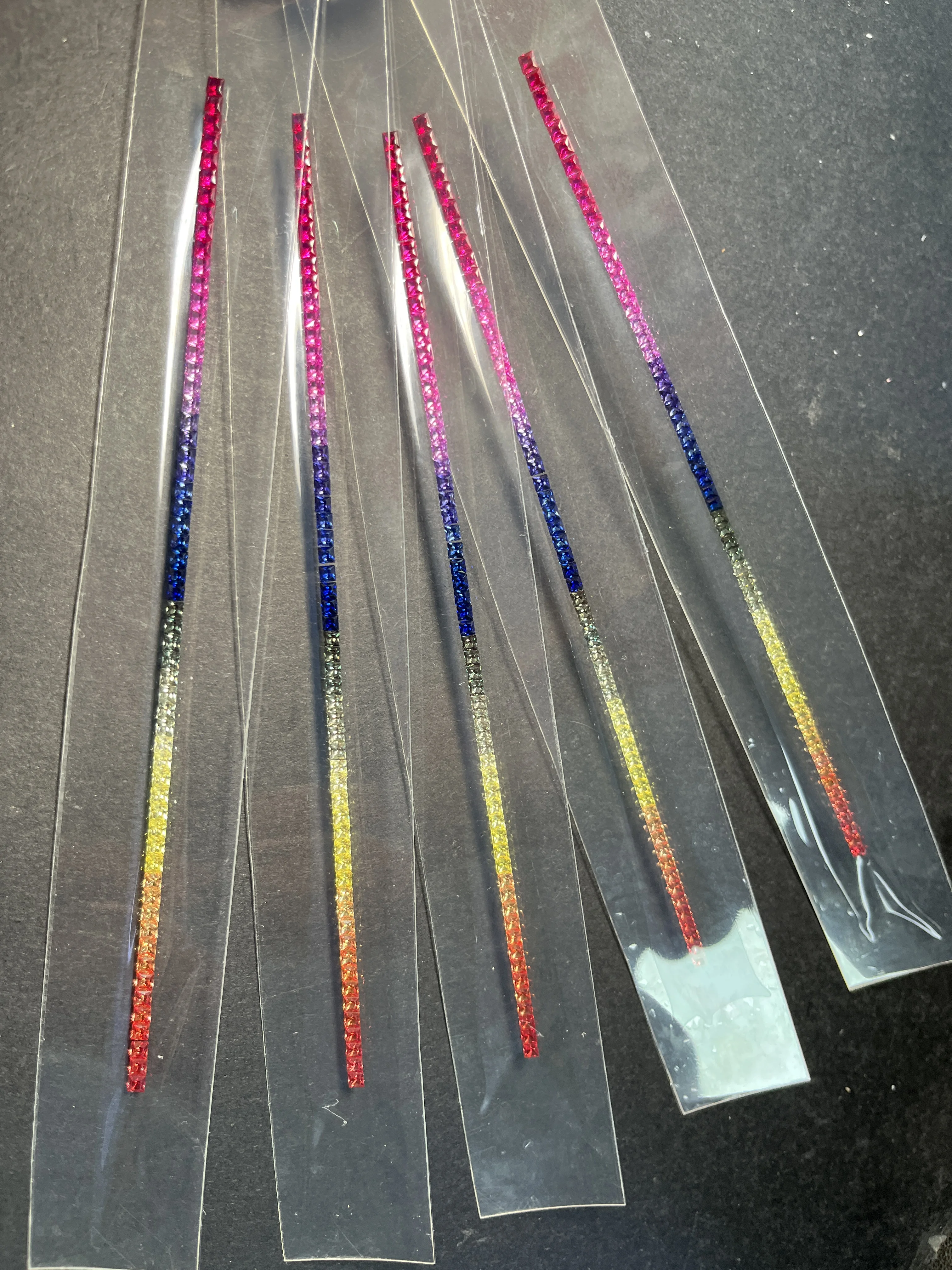 New Fashion High Quality Princess Cut Loose Gemstones Gradient Rainbow Strips corundom lab grown gemstone for DIY Jewelry
