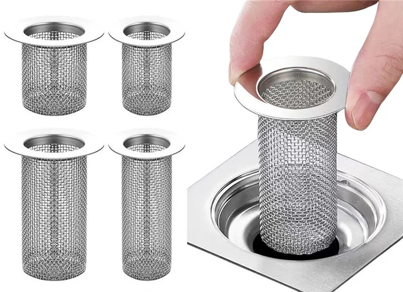 

Stainless Steel Kitchen Waste Drainer Sealing Cover Floor Drain Anti-clog Filter Mesh Food Hair Stopper Sink Strainer Drains