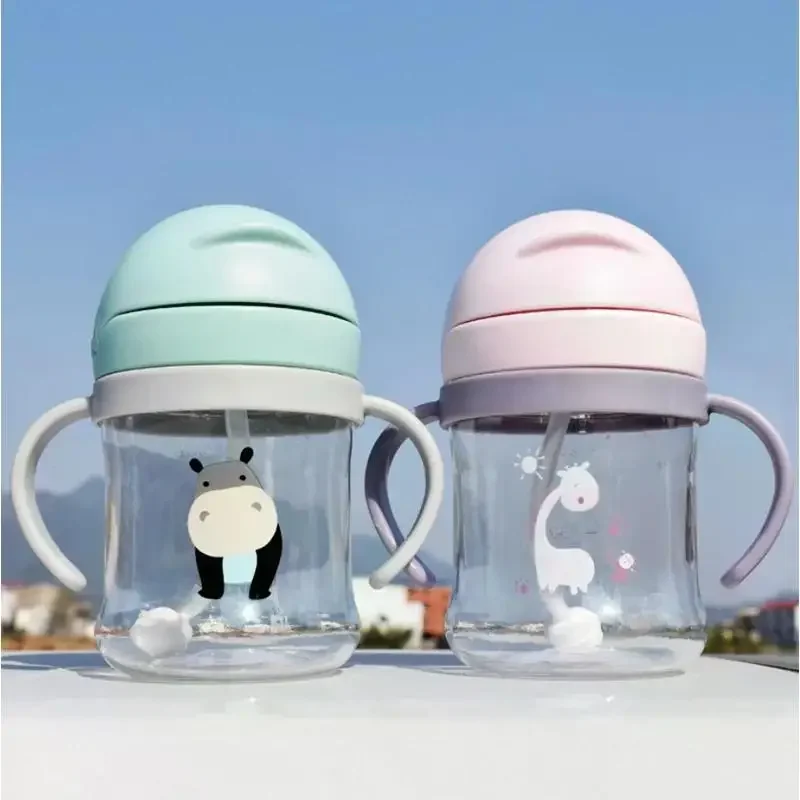 250 350ml Baby Feeding Cup with Straw Children Learn Feeding Drinking Bottle Kids Training Cup with Straw Water Bottle Drinking Cup Water Cup Feeding Cup
