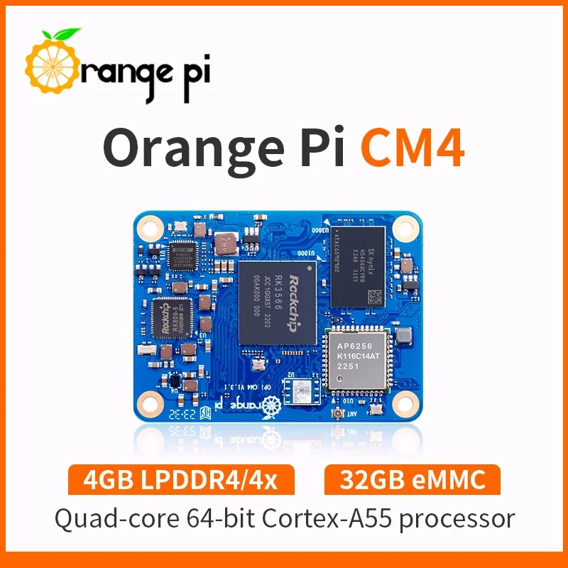 

Orange Pi CM4 Compute Module 4 with 4GB RAM+32GB EMMC Flash WiFi5+BT5.0 BLE RK3566 Quad-Core 64-bit Processor CM4 Core Board