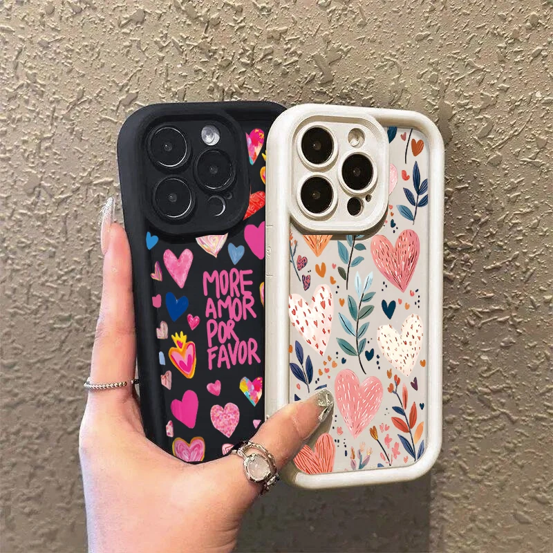 Love Heart Leaves Flower Matte TPU Silicone Case