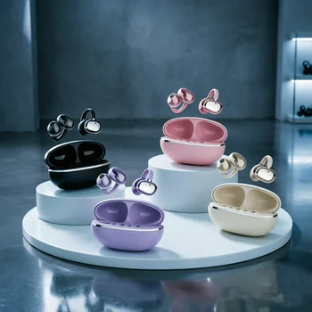 Cuffie Bluetooth Originali a Conduzione Ossea con Clip per Orecchio, Auricolari Wireless Stereo Bassi Potenti per Sport con Microfono