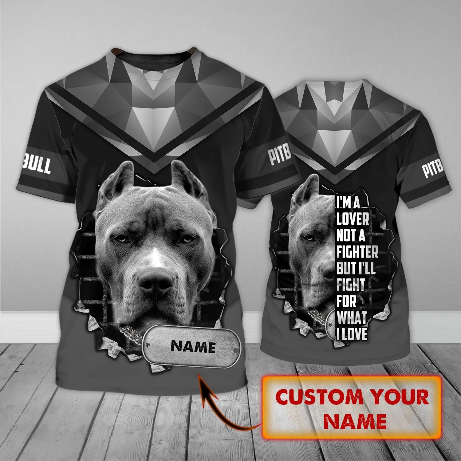 PLstar Cosmos Tier Pit Bull Personalisierter Name 3D-gedrucktes Sommer-Herren-T-Shirt Harajuku Casual Unisex Kurzarm-Tops DW77 – Detail 11