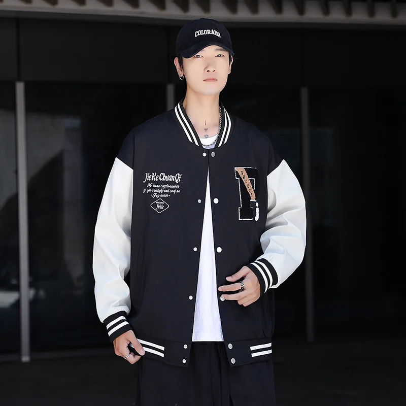 Large Size Jacket Sweatshirt Coat Fake Two-piece Baseball Suit Casual Loose