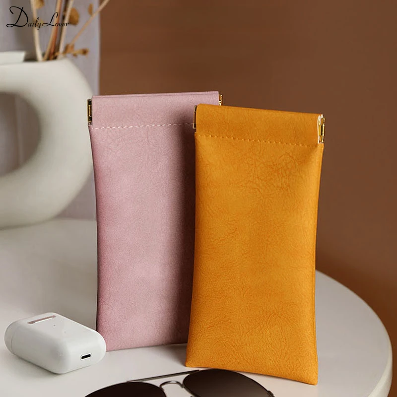 Glasses case 4 color soft leather waterproof for reading sun glasses