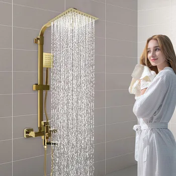 Sistema doccia 3 in 1, colonna ad altezza regolabile, 360 ° Doccia superiore/portabile girevole, kit rubinetto elettrolitico antiruggine 1