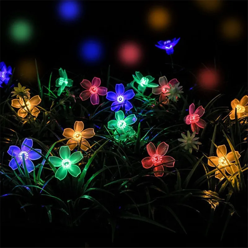 

Solar LED Cherry blossoms Lights Holiday String Light Waterproof Fairy Garden Decor Street Outdoor Garland Christmas Decoration