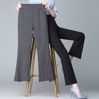 2025 Black Slim Stretch Flared Pants for Women in Spring and Autumn High Waist and Slim Flared Pants Thin Split Flared Pants in - Image 6