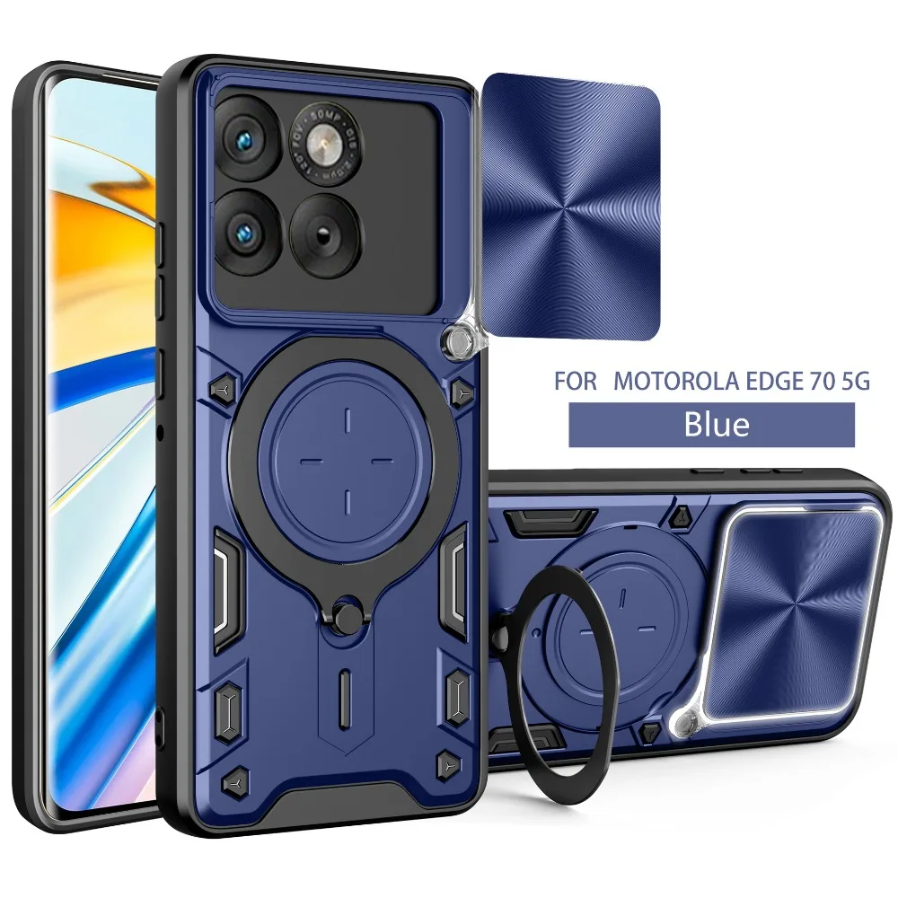 Motorola Edge Fusion Case with Slide Camera Lens Cover, Magnetic Car Mount, and Drop Protection Shockproof Shell