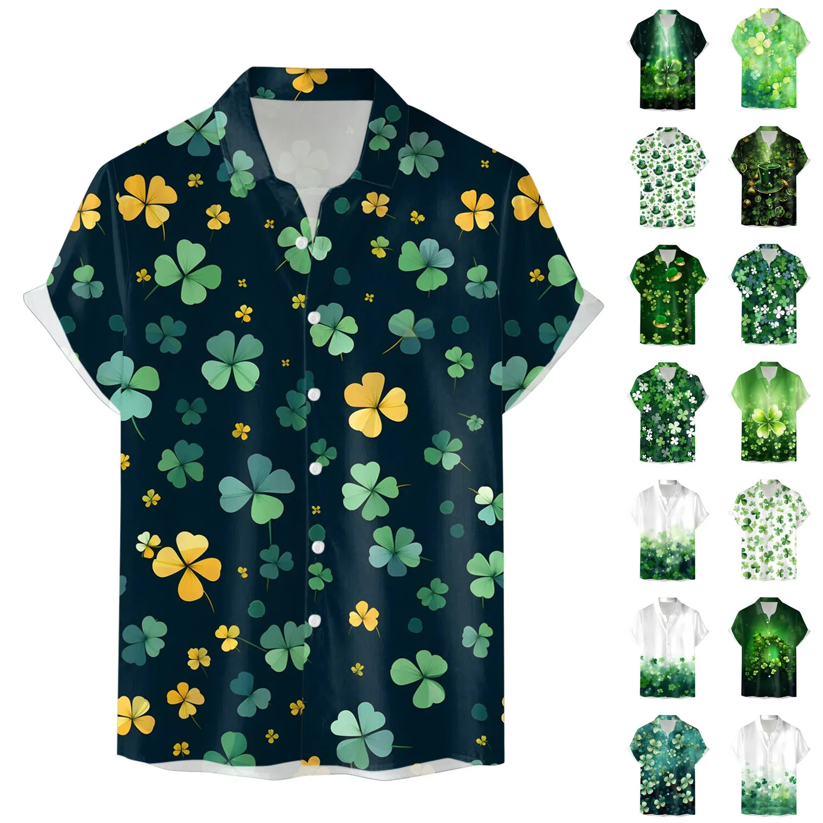 

Male St. Patricks's Day Short Sleeve Shirt Autumn Casual 3D Printing Hawaii Long Sleeve Streetwear Beachwear Camisas De Hombre