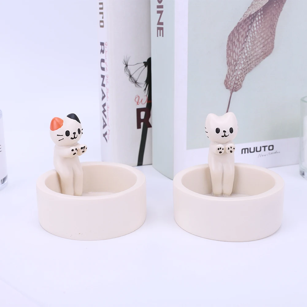 Kitten Candle Holder Warming Its Paws Cute Scented Light Holder Cute Grilled Cat Aromatherapy Candle Desktop Ornaments candle holders