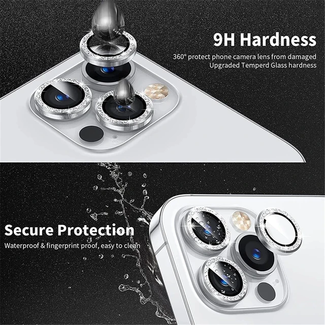 Verre de caméra en métal diamant pour iPhone, protection d'objectif d' appareil photo, iPhone 15 14 Pro Max 13 12 Mini 11 12 Pro Max 15 14 Plus -  AliExpress