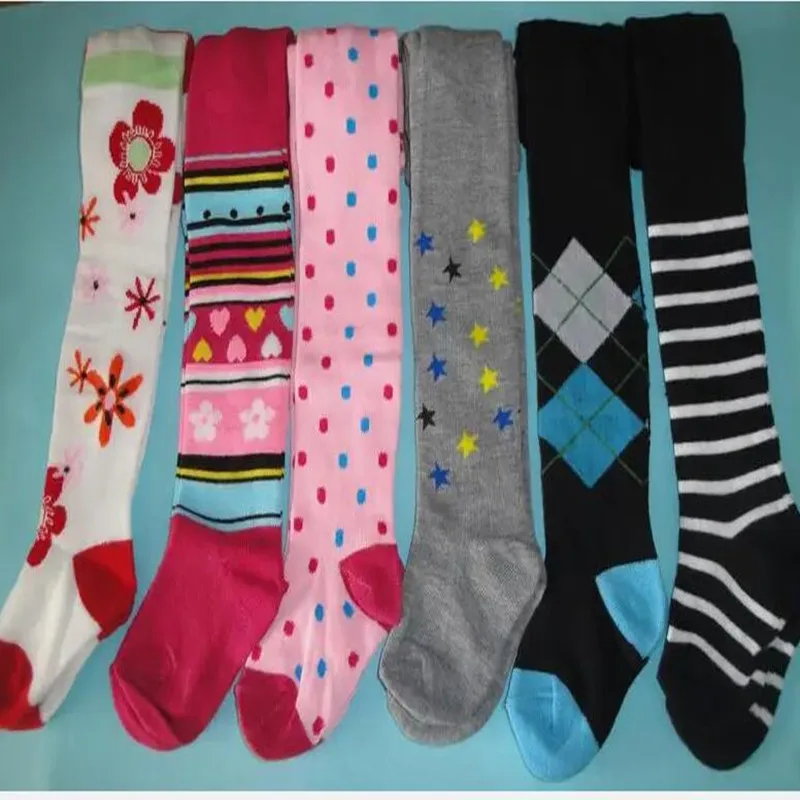 Spring Autumn Flower Patterns Printing Baby Pantyhose Pure Cotton Jacquard Infant Bottoming Stockings 3pc/lot girls pantyhose