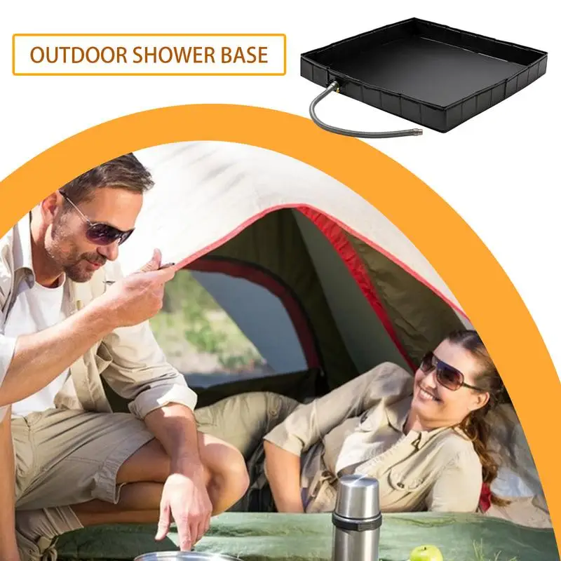 Outdoor Shower Pan Foldable Shower Base Bottom Drainage Hole Design Soft Basin Portable Flooring Camping Gear Easy Setup For