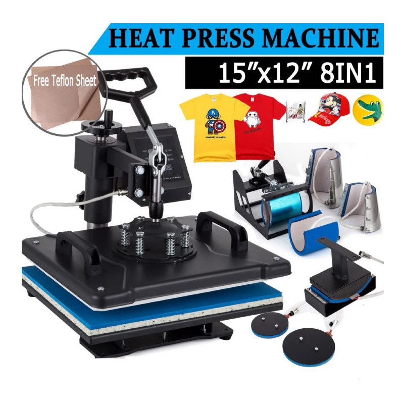 8 In 1 Combo Heat Transfer Machine Sublimation/ Heat Press Machine for Plate/Mug/Cap/T-Shirt /Phone case